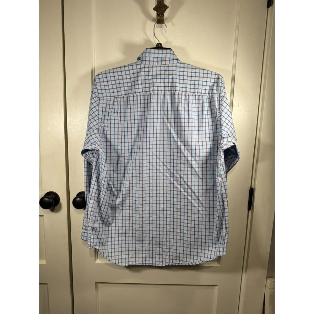 Men's Banana Republic Blue and Orange Plaid‎ Button Down, Long Sleeve, Size L